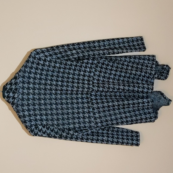 Kasper| Black and Silver Shimmering Houndstooth Cardigan Acrylic Blend - Picture 6 of 13